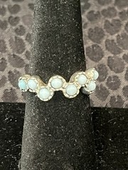 A Group Lot Of 6 Art Deco 925 Sterling Silver Rings Rhinestones Faux Turquoise