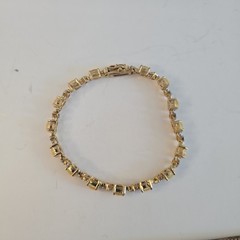 18kt Gold Over Sterling Silver Diamonds & Created Fire Opal Tennis Bracelet 7.5