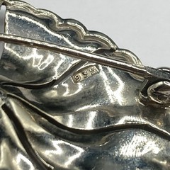 21.8 Grams Antique Art Deco 935 Sterling Silver Marcasite Floral Brooch Pin