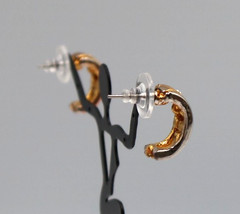 Vintage Gold-tone Huggie Hoops with Flush-set Rhinestones .60″ by .25″