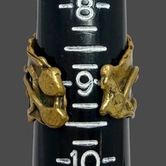 Vtg Brazilian Ernandes Brutalist Brass Ring w/ Raw Amethyst Adjustable 8 – 11