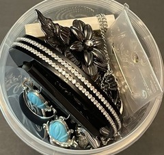 Mystery Jewelry Jar BOLD CHUNKY Curated Black Silver All Wearable Glam Runway