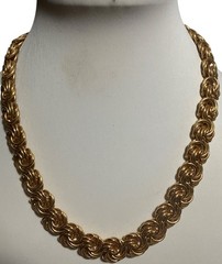 Matching vintage thick, glamorous gold-tone rosetta swirl Necklace/Bracelet EUC