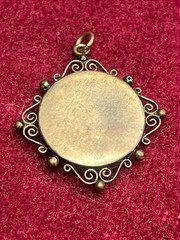 Antique Victorian Gold Plated Mourning Mini Photo Necklace Pendant