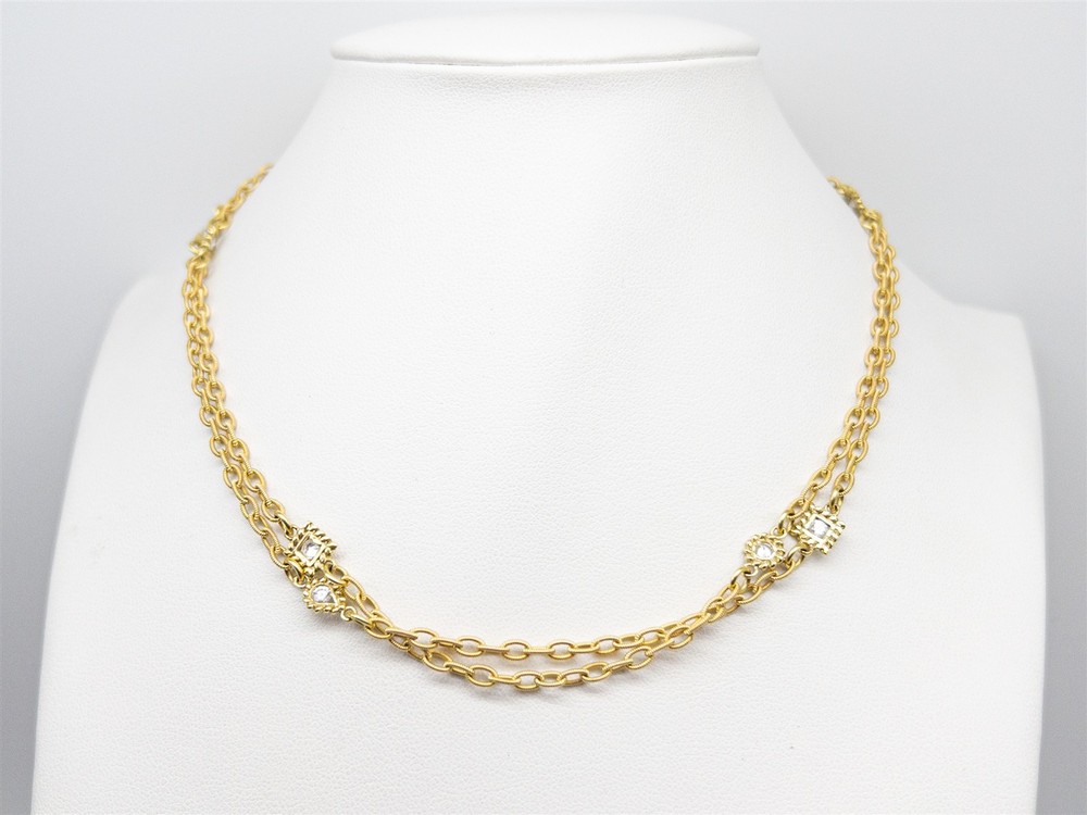 Signed $12,000 1.50ct BEZEL SET VS F Diamond 18k Yellow Gold 31″ Necklace 20g