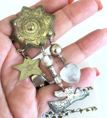 Renee Celestial Angel Star Dangle Mixed Metal Pin 3.5″ In Card Love Connection