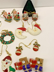 Vintage To Modern Lot of 40 Christmas Holiday Pierced Earrings Costume Jewelry