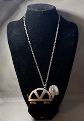 Vintage Turtle Pendant Necklace, 12 in. Silver-Tone Chain, Pewter Animal.