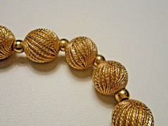 Vintage 1960s Monet Textured Gold-tone Bead Necklace Strung on Fine Chain 17″