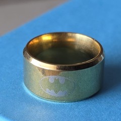 Vintage Batman Ring LOT Size 12 Silver Metal Band Symbol Stamped TM & DC Comics