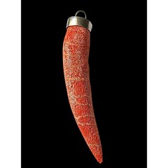 Vintage Sponge Coral Horn Necklace Pendant Red Orange