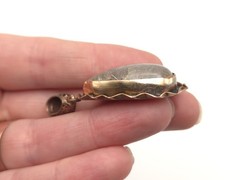 Vintage Mid Century Copper Rutilated Quartz Teardrop Pendant for Necklace