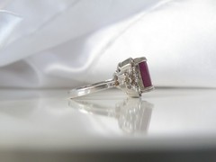 Vintage Sterling Silver 925 Raw Natural Ruby Diamond Ring Size 6