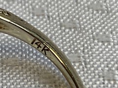 Vtg 14K White Gold Ring 3.51g Fine Jewelry Sz 7.5 Amber Color Oval Stone Prong
