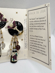 Vintage Lunch at The Ritz Champagne Brunch 24KT Gold Plated Pierced Earrings ’93
