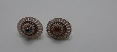 Beautiful Clip-on Earrings Vintage Style with Pattern Round Multicolored Enamel