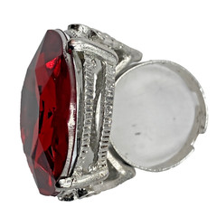 Lab Created 27mm plastic ruby adjust TOY ring 7.5 size 9 Silver plated Metal VTG