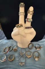 Vintage Mixed Lot of 17 Rings with Assorted Simulated Gemstones and Mixed Metals