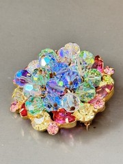 Vintage Verified JULIANA D&E Pastel Glass Beads Bracelet Brooch Earring Set