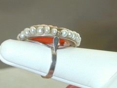 Vintage Sterling Hand Carved Baroque Pearl Cameo Ring Shell Signed Italy 5.25