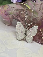 Silver Fire Opal Butterfly Anniversary Birthday Wedding White Gift Memorial Brid