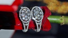 18k 750 white gold earrings 1.50ct natural diamond 0.74″ dangle 5.27gr N3643