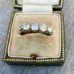 1890’s Vintage 2.10 Cts Round Cut Moissanite Engagement Ring In Argentium Silver