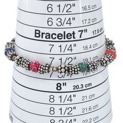 Vintage Mexico Sterling Silver 925 Multi Color Lampwork Bead Bracelet 8″