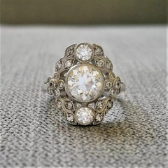 Vintage Art Deco 3.00 Ct Round Cut Diamond Antique Edwardian Engagement Her Ring