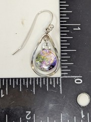 925 Sterling Silver Dichroic Glass Drop Earrings Teardrop Dangle 1.25″