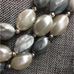Necklace Clip On Earrings Grey Gray Vintage Triple Strand Silver Gold Push Clasp