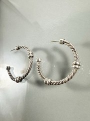 BARRA 925 Sterling Silver Twisted Cable Wire C Hoops 14k Post Earrings