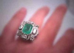3 Ct Emerald Vintage Art Deco Five Stone Cocktail Wedding Ring 14K White Gold FN