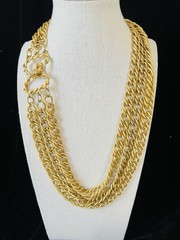 Vintage Unsigned Gold Tone 21 In Multi Chain Couture Runway Statement Necklace
