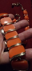 Retro Plastic Thermoset Necklace Bracelet Pop Orange Summer Fall Vintage Jewelry