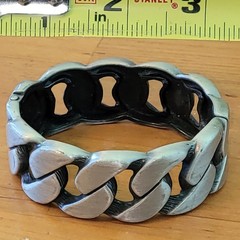 Vintage Chunky Silver Tone Curb Link Hinged Cuff Bracelet 66g