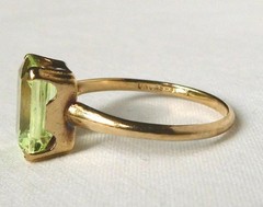 Vintage 1940s Uncas 10k Gold Lime Green Spinel Ring Nice Bright Color Size 7.25