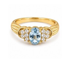 Vintage 1970s Cocktail Ring Size 6 Blue CZ 18KT Gold Plate – 14U