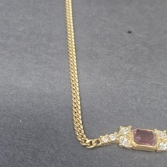 Vintage Christian Dior Rectangle Purple Rhinestone Crystal Gold-plated Necklace