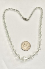 Vintage Graduated Clear Faceted Cut Czech Crystal Bead Strand Necklace 16” Chain