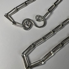 Antique Vintage FSC Sterling Paper Clip Oval Link Chain Necklace 26” 3.7mm