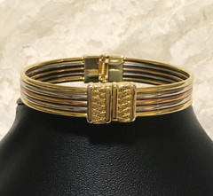 Vintage Mixed Metal Tone Bangle Bracelet Clamp Elegant Statement