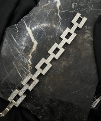 Antique Edwardian Deco Sterling Silver 7.5′ Tank Track Etched Bracelet 30g