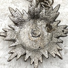 Vintage Chunky Heraldic Necklace Silver Tone Crown Pendant 19″