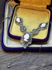Antique Cameo Necklace “Italian” Filigree 16.5” 800 Silver