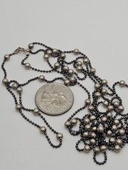Vintage JCM Sterling Silver Italian Beaded Station Long Chain Necklace 60″