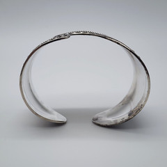 DELL Bead Modernist Abstract – Sterling Silver 925 Wide Cuff Bangle – 6.8″