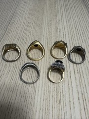 Vintage Retro Signet Ring Lot 6pc Chunky Mid Century Boho Gold Silver Tone Y2K