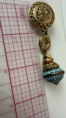 Vintage Gold Tone Clip On Earrings Turquoise Bead Ethnic Boho Dangle