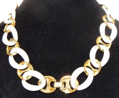 NAPIER White and Gold Interlocking Chain Collar Necklace